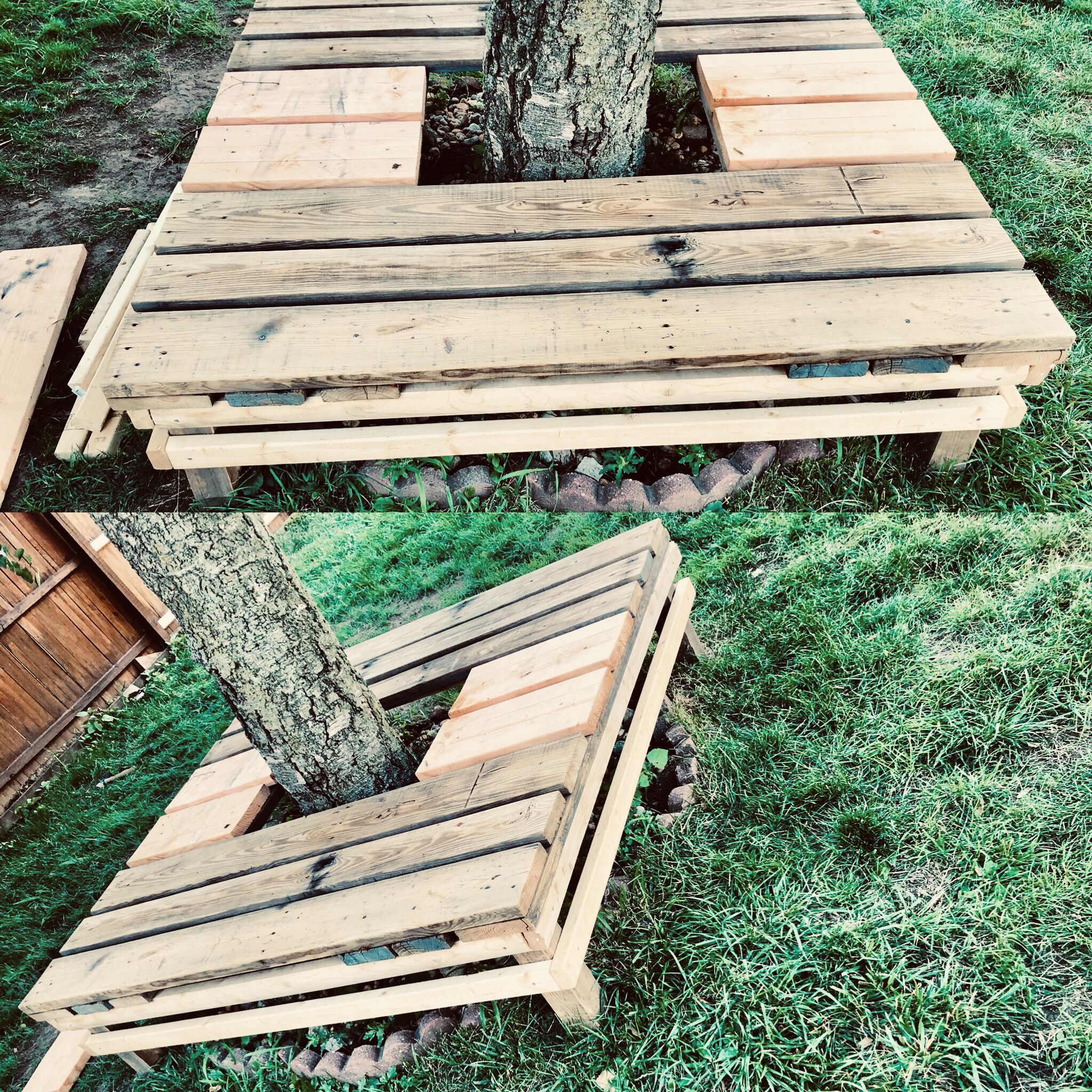 Red Pallet Garden Bench
