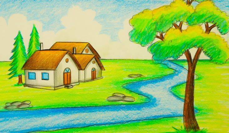 Easy Landscape Drawing Youtube