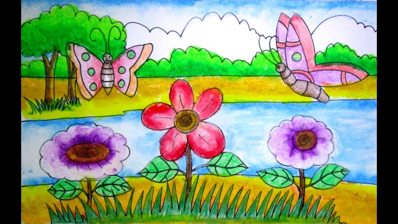 Flower Garden Drawing A Flower Garden Drawing