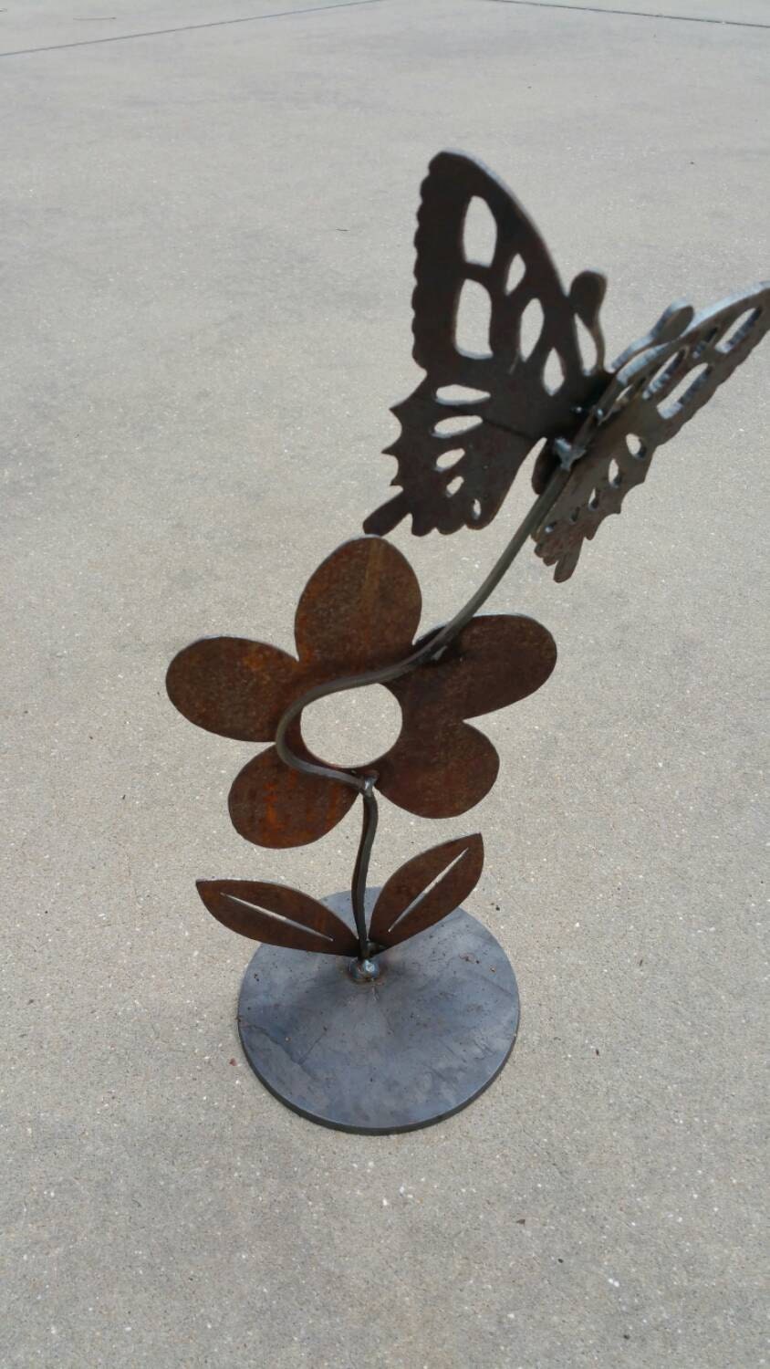 Metal Butterfly Garden Stake Rainbow Butterfly Garden Stake