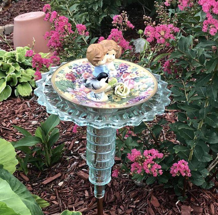 Glass Garden Art Bird Baths