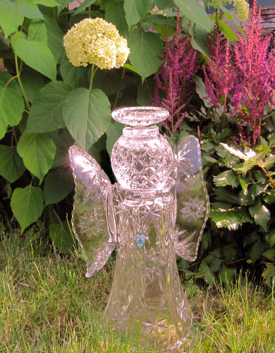 Garden Angel Vintage Glass Yard Art Garden Decor