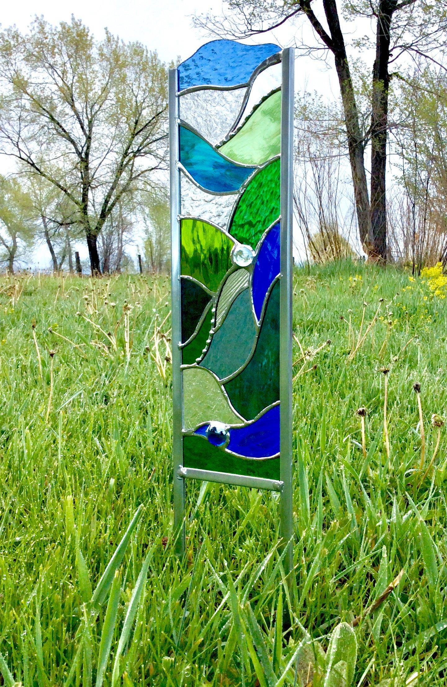 Large Stained Glass Garden Stake