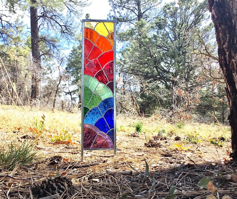 Stained Glass Martini Garden Stake