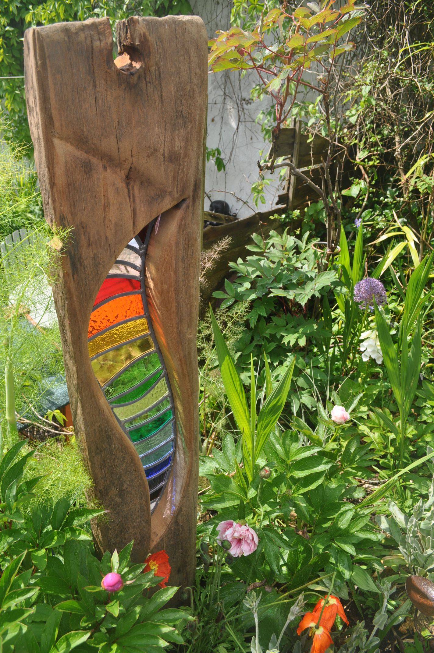 Dragonfly Garden Sculpture Stained Glass