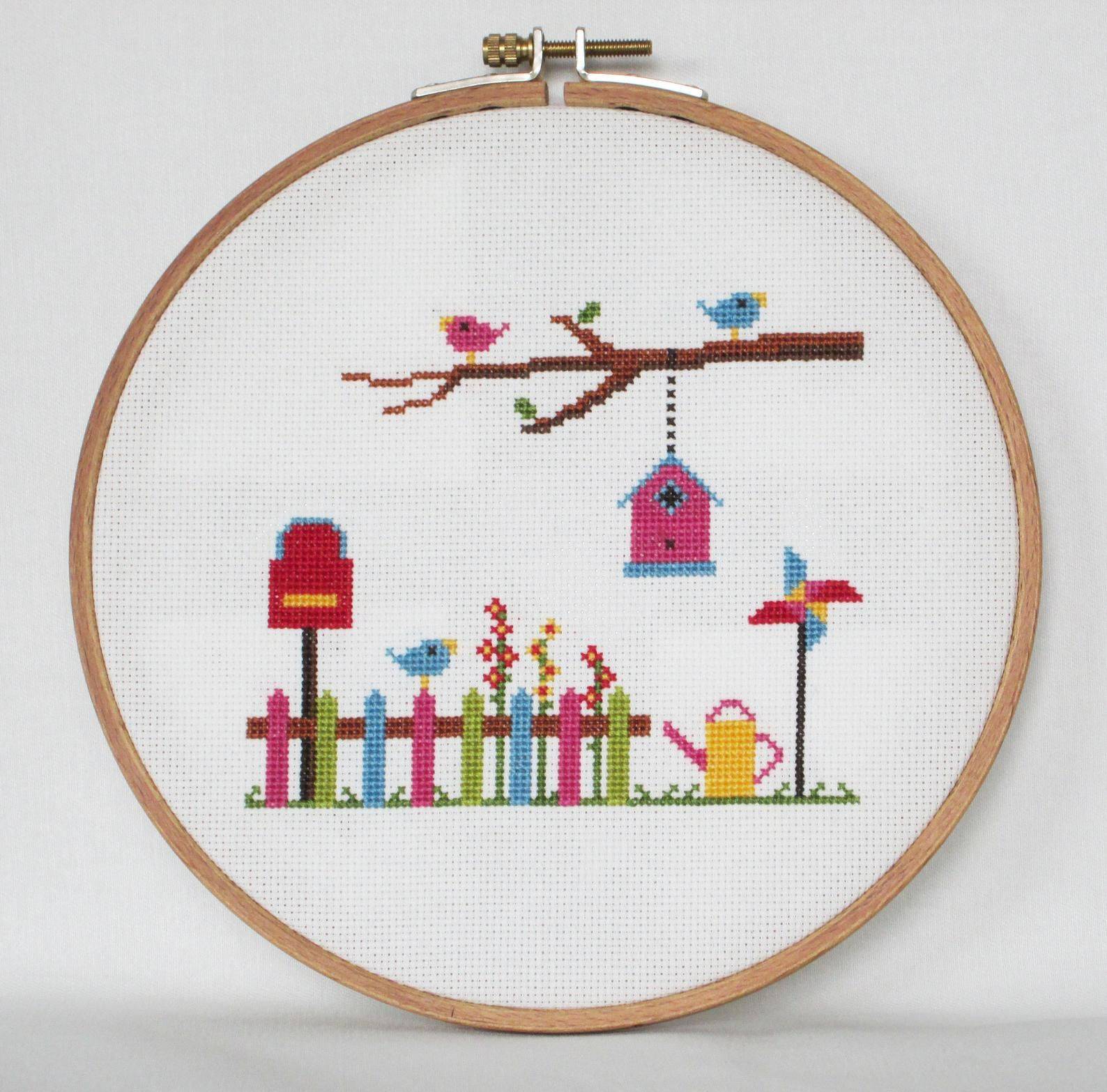 English Country Cottage Garden Geese Cross