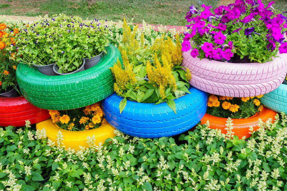 Sunflower Tire Planter Tire Planters