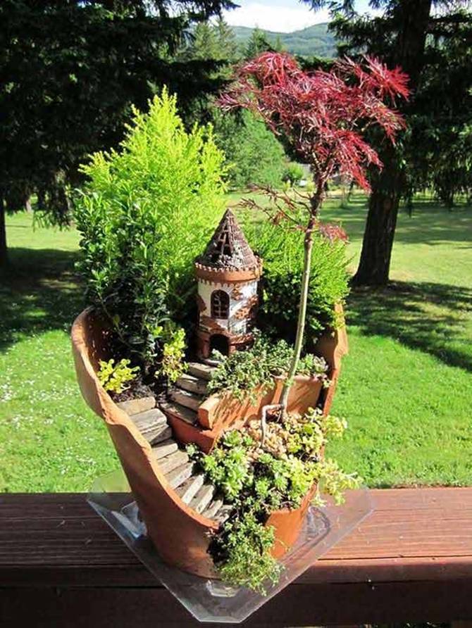 Broken Clay Pot Fairy Garden Fairygarden Miniature Garden