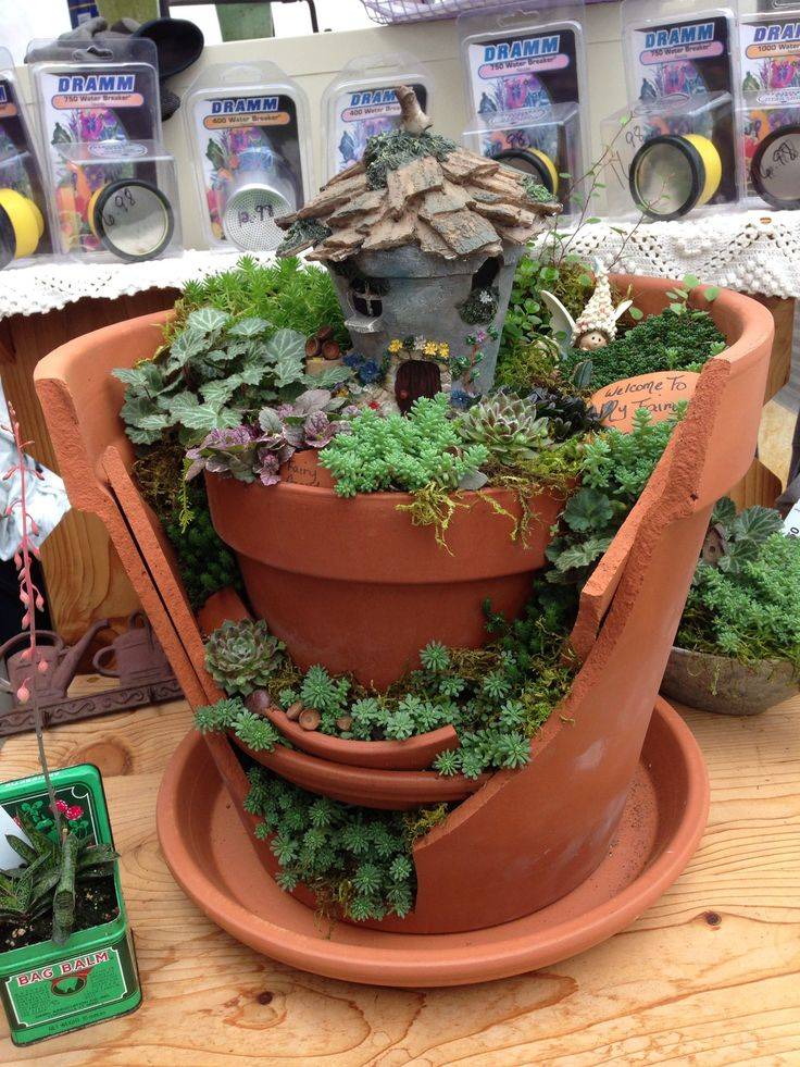 A Broken Pot Fairy Garden Diy