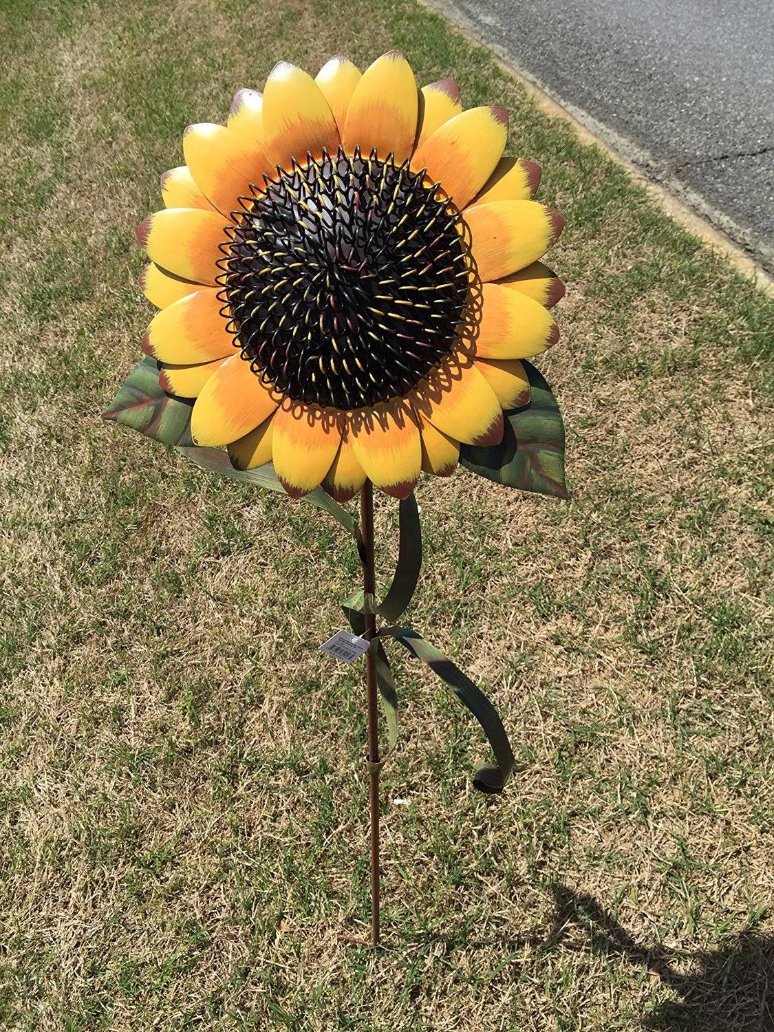 Recycled Metal Giant Sunflower Stake Yard Decor