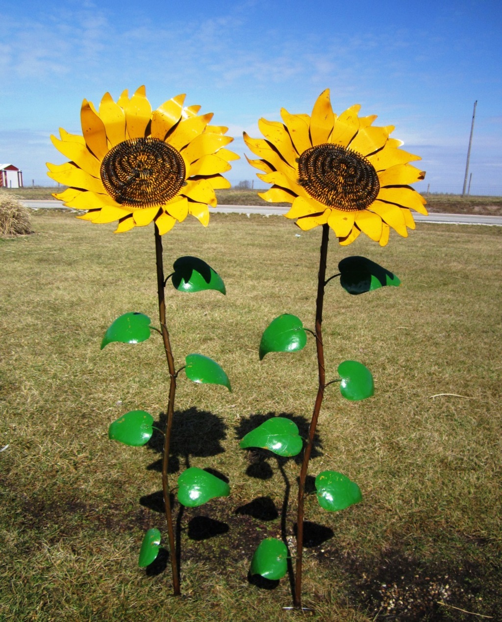 Recycled Metal Giant Sunflower Stake Yard Decor