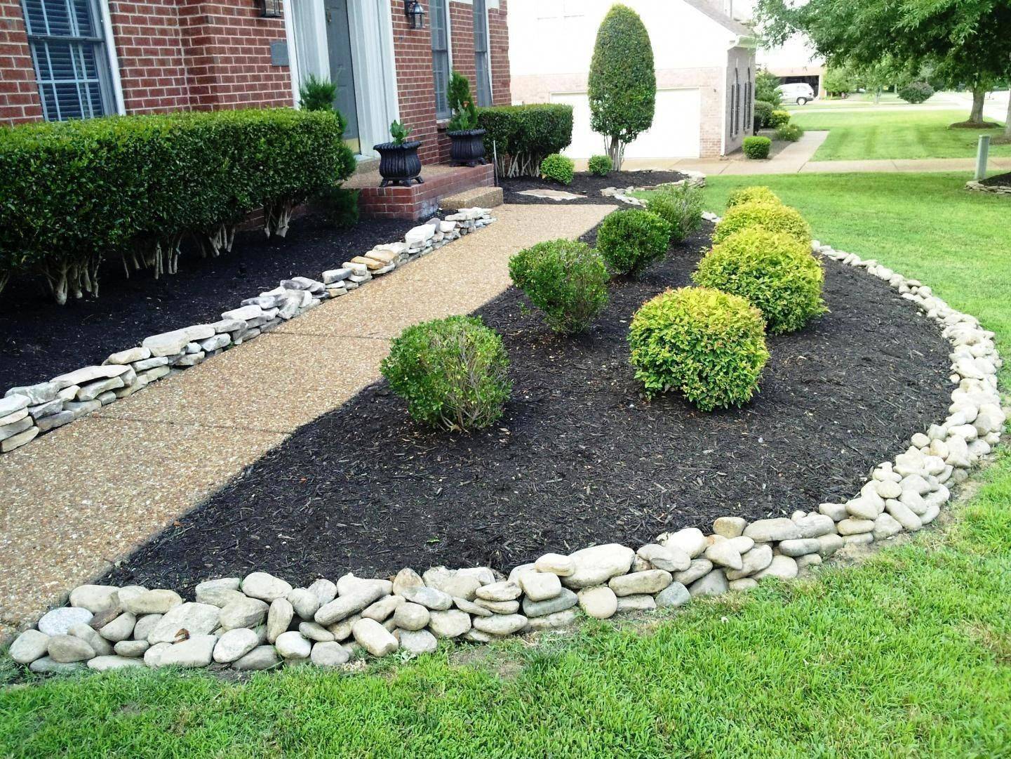 Stone Landscape Design Mulch And River Rock Landscaping Nice Types
