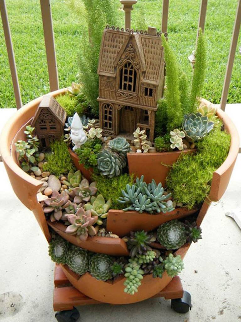Cracked Pot Succulent Fairy Garden Explore Top Designs