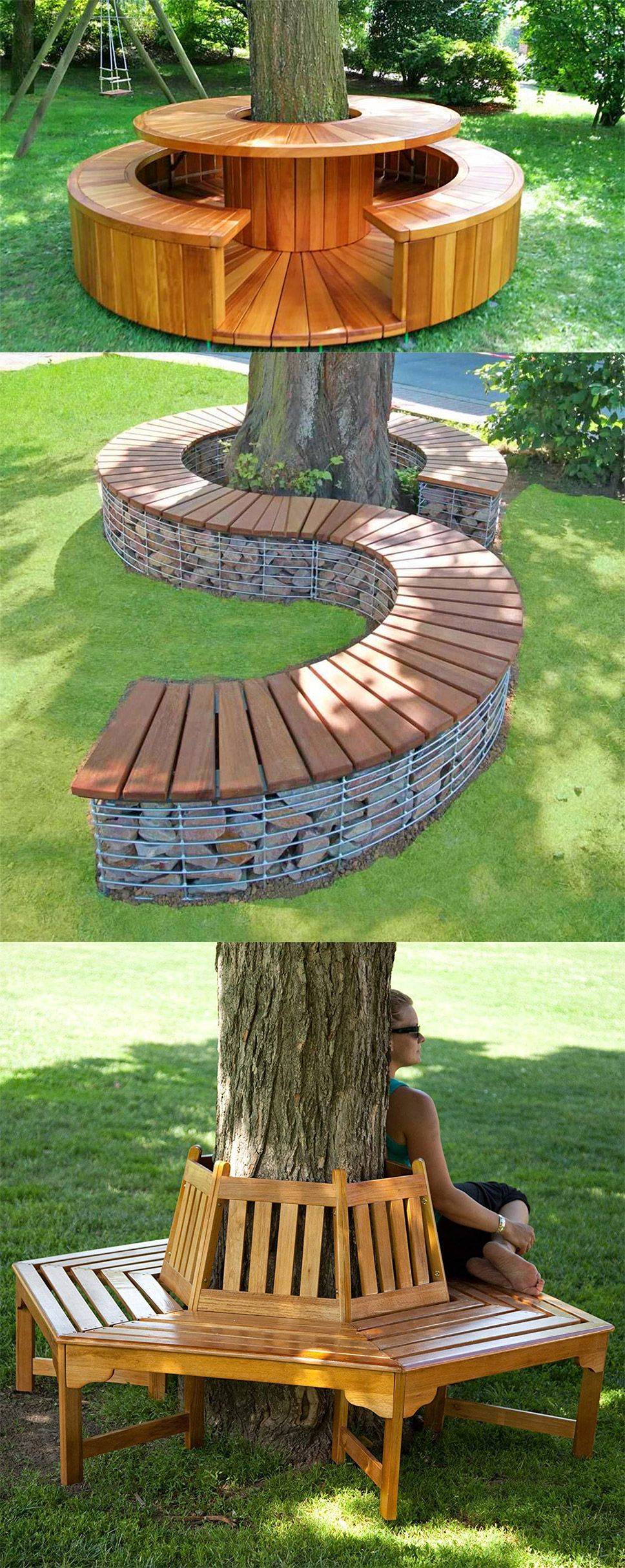 Unique And Beautiful Rounded Wooden Bench Ideas