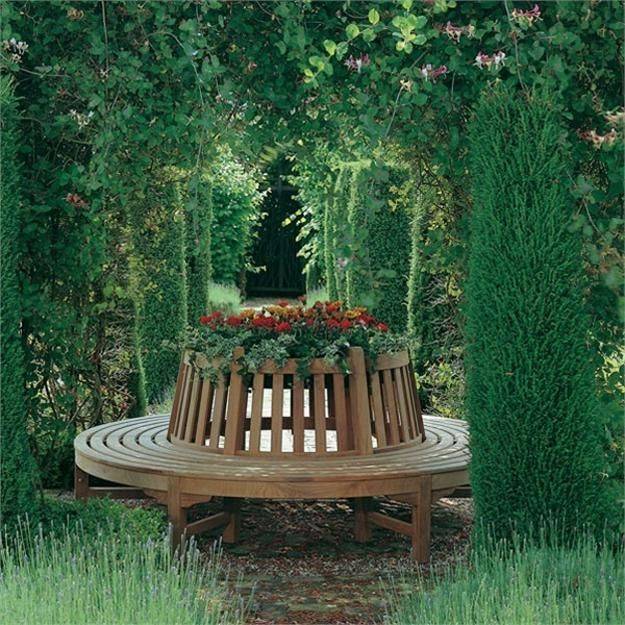 Beautiful Rounded Wooden Bench Ideas