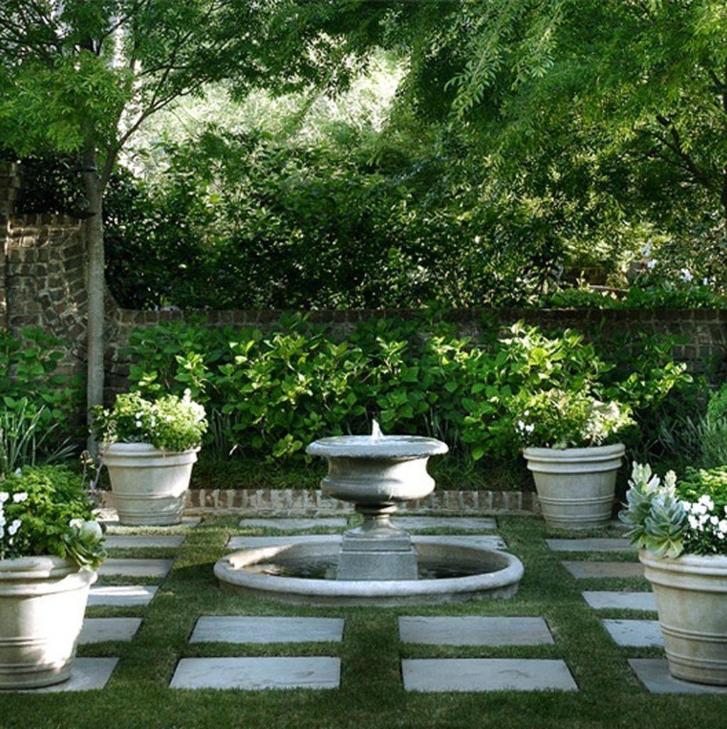Formal Garden Fountain Traditional Landscape Chicago