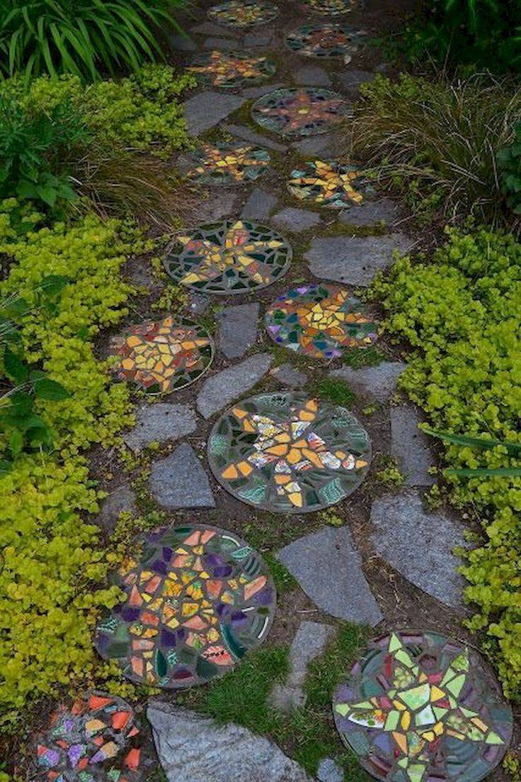 Brown Pebble Mosaic Tile Art Stone Plates River Rock Path Diy Garden