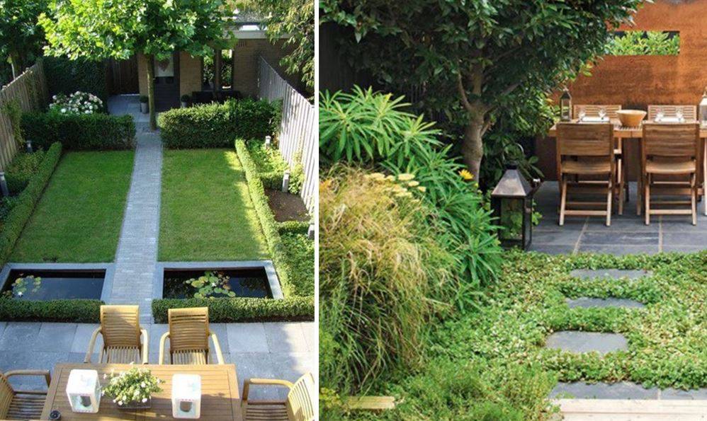 Backyard Landscaping Patio Rectangle Rectangular Garden Design Plans