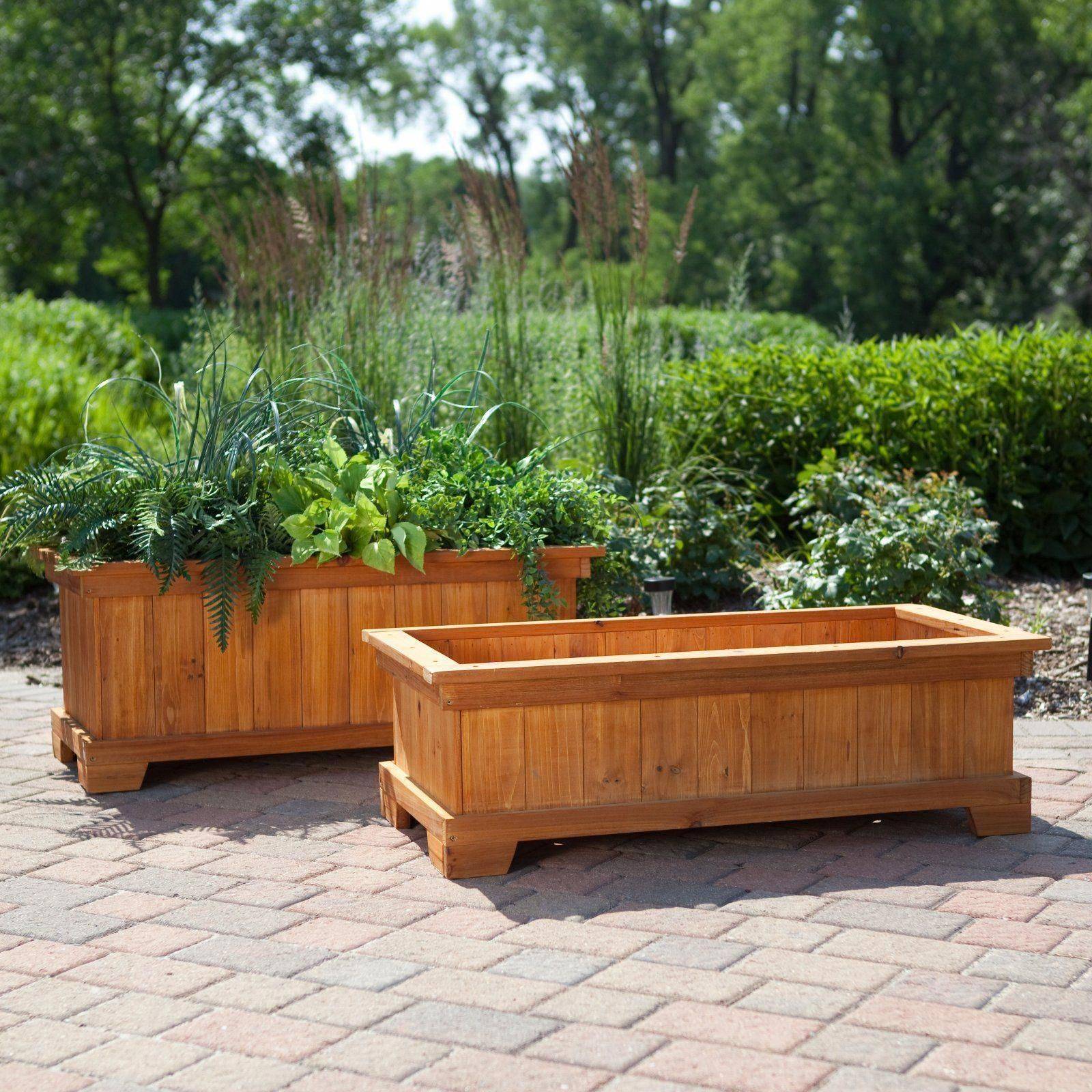 Rectangular Grey Stone Outdoor Planter Boxes