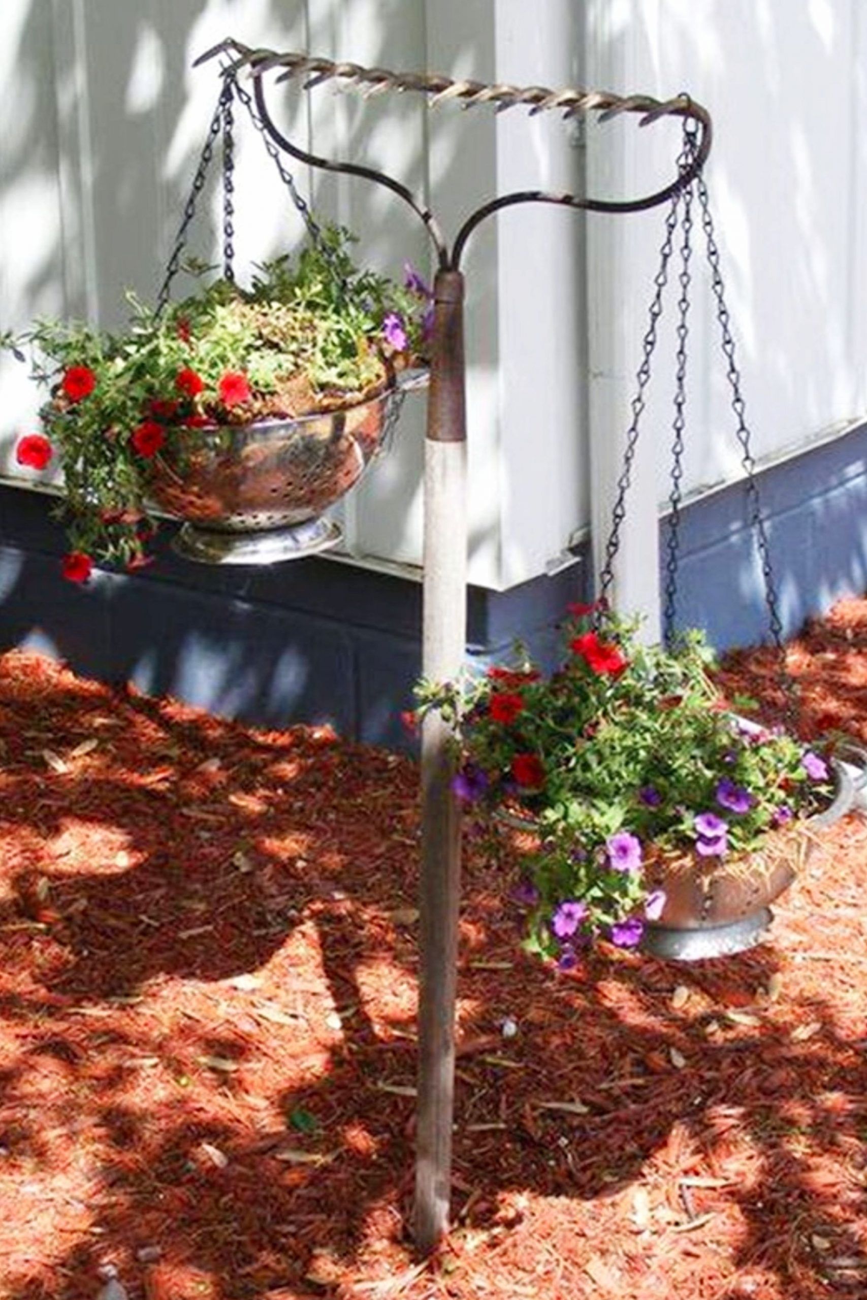 Upcycled Lamp Garden Totem