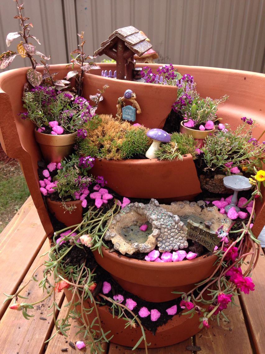 A Broken Clay Pot Fairy Garden Bigdiyideascom