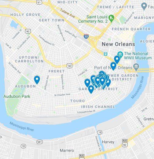15 New Orleans Garden District - Mid 19th Century Map Showing The Garden District French Quarter 3338