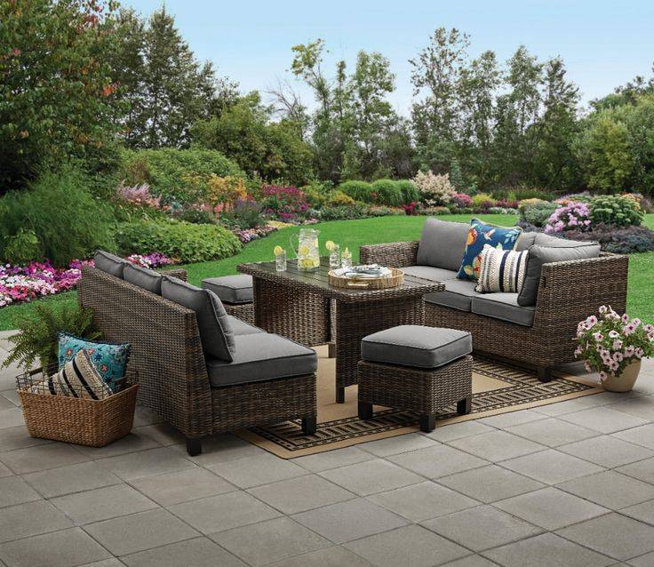 Piece Patio Wicker Sectional Set