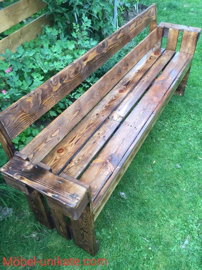 Red Pallet Garden Bench