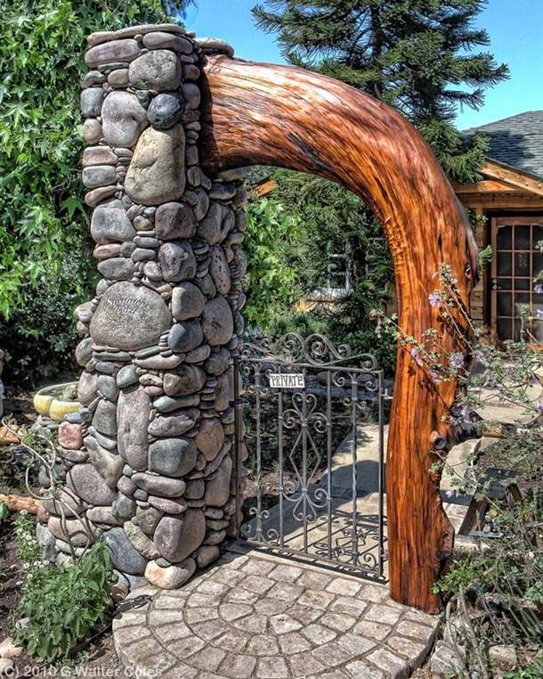 Wooden Gate Solid Redwood Metal Contemporary Iron Garden Wood Entry