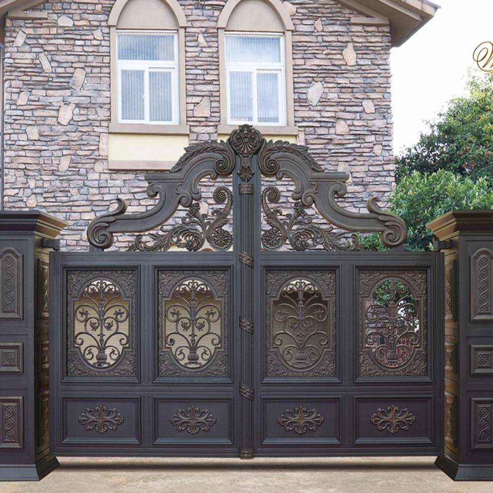 Garden Beautiful Double Sliding Wrought Iron Tree Gates