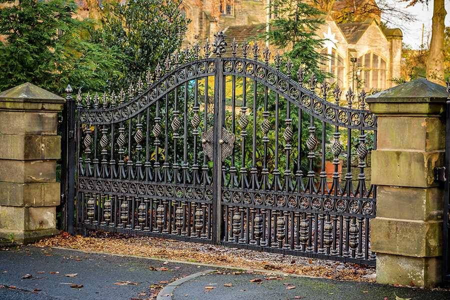Antique Beautiful Wrought Iron Double Swing Garden Gates