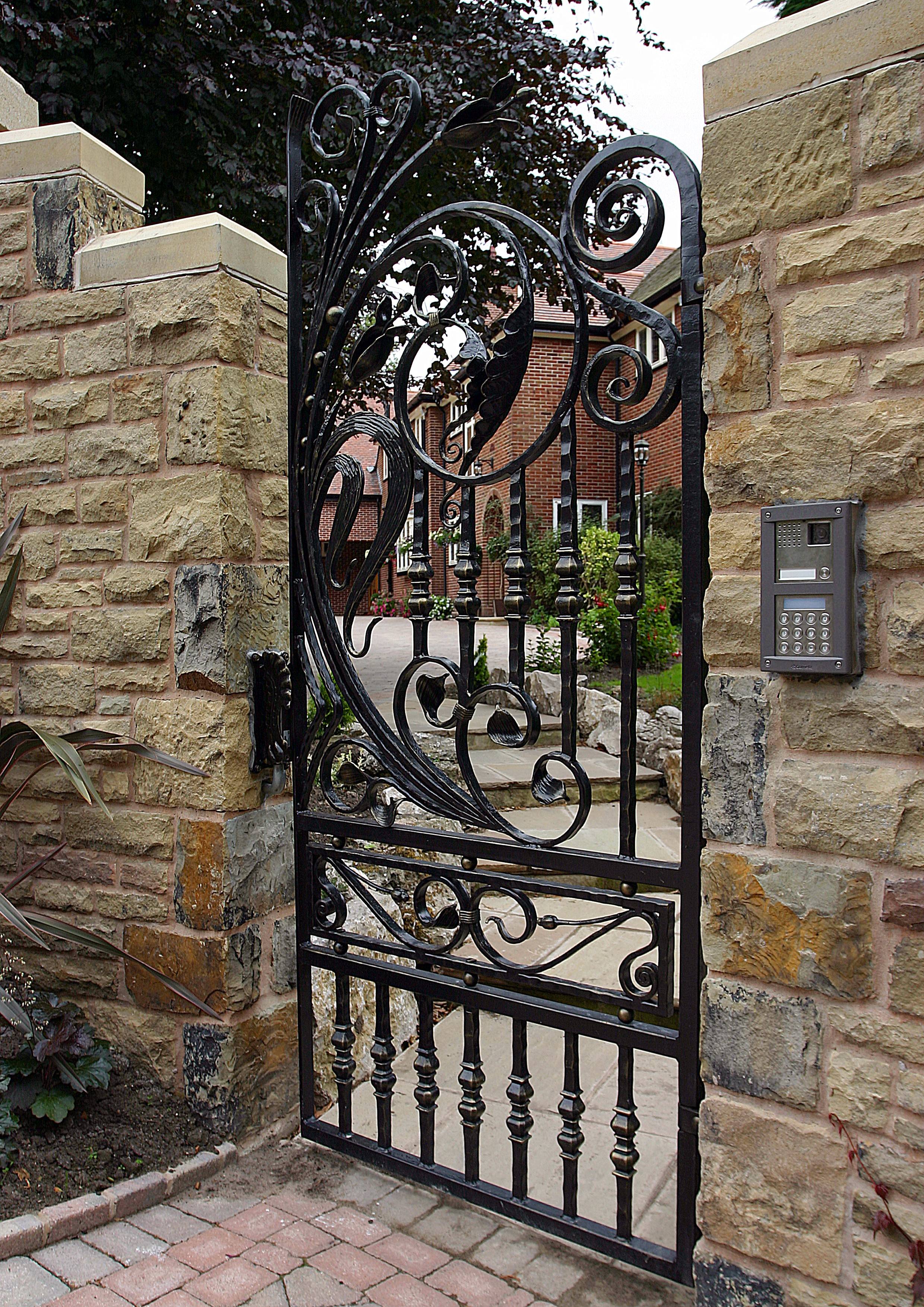 Contemporary Dual Entry Metal Gate Ornamental Iron Garden Etsy