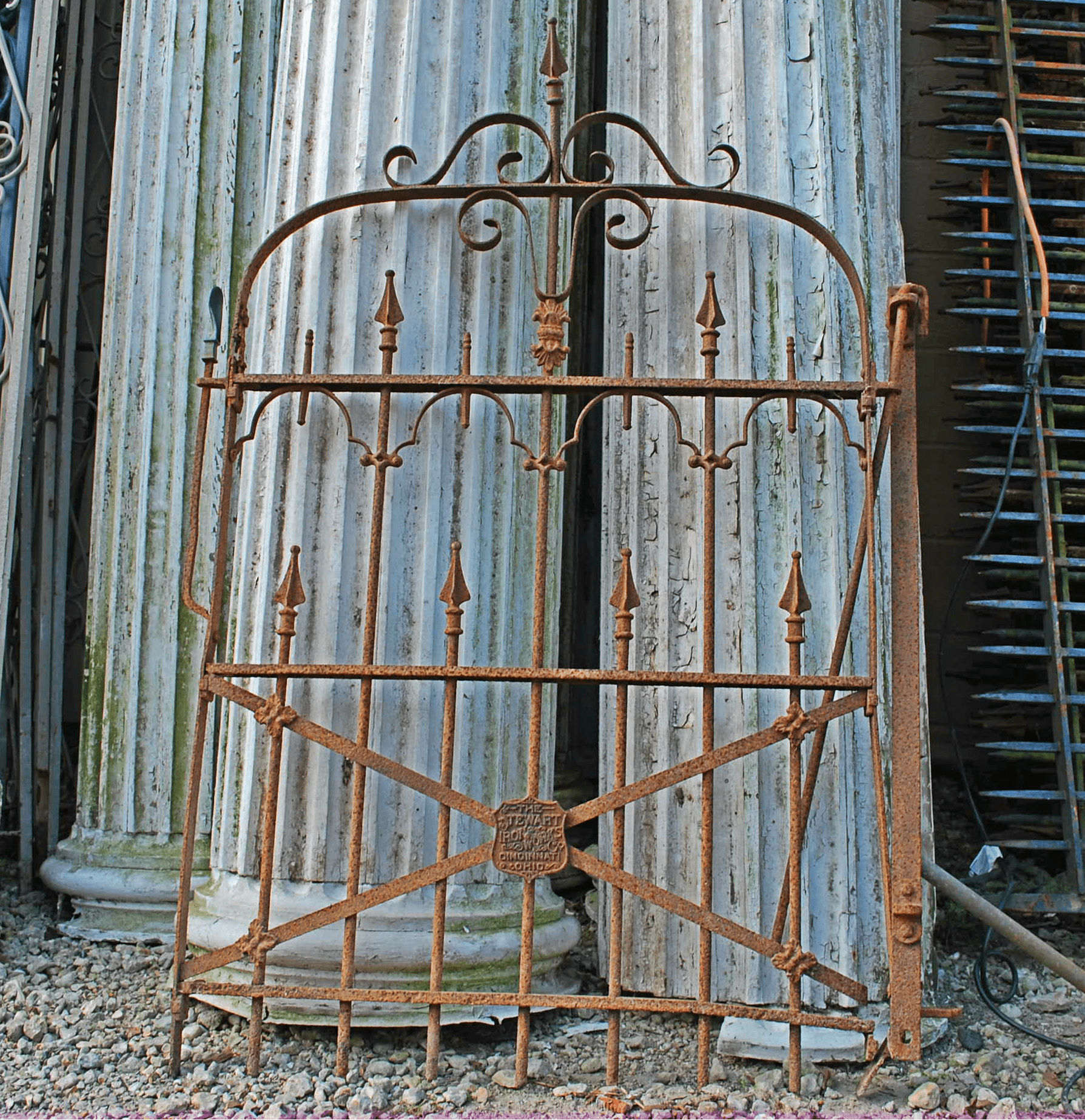 Antique Beautiful Wrought Iron Double Swing Garden Gates