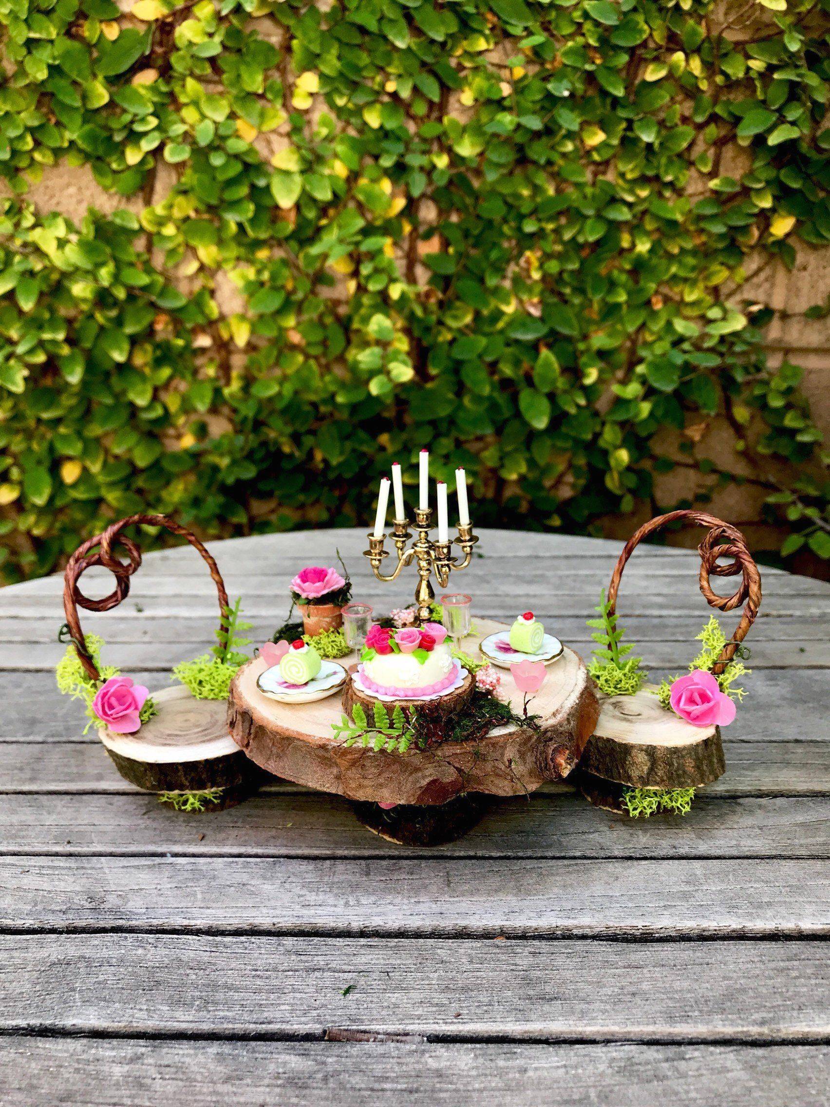 Fairy Garden Furniture Woodland Table And Chairs Bistro