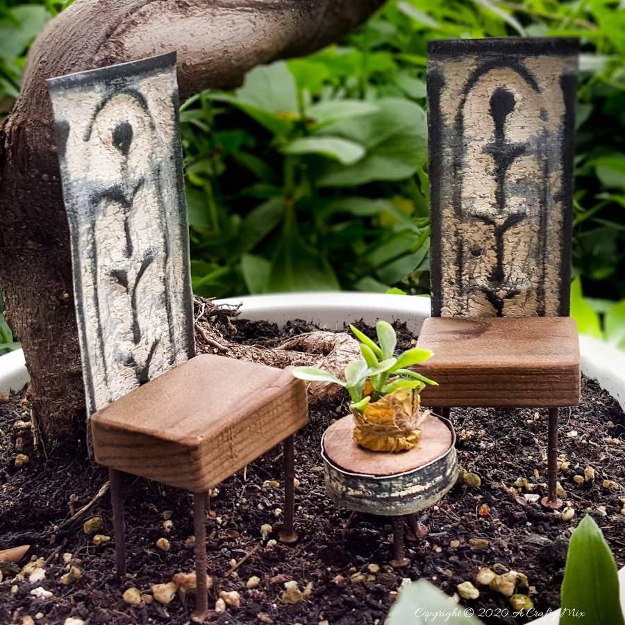 Miniature Fairy Garden Metal Furniture Set Plowhearth