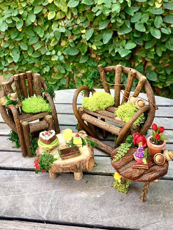 Woodland Fairy Garden Resin Furniture Set