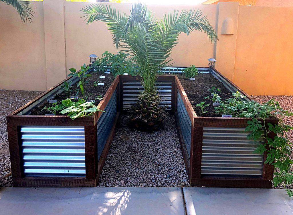 Corrugated Metal And Wood Raised Bed Garden Beds Metal Garden Beds