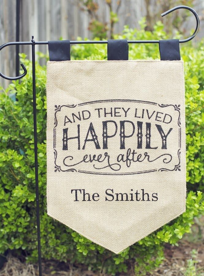 Personalized Monogram Initial Burlap Style Garden Banner Flag