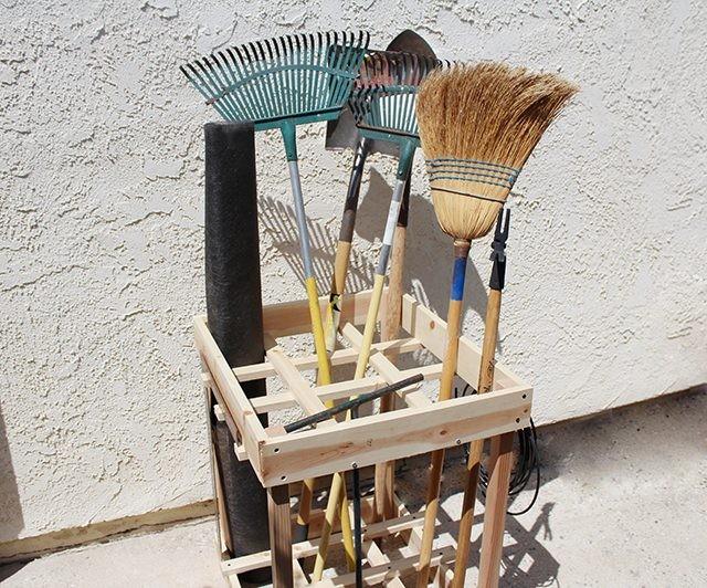 Garden Tool Shed Garage Shovel Rake Storage Rack Holder Kitchen Broom