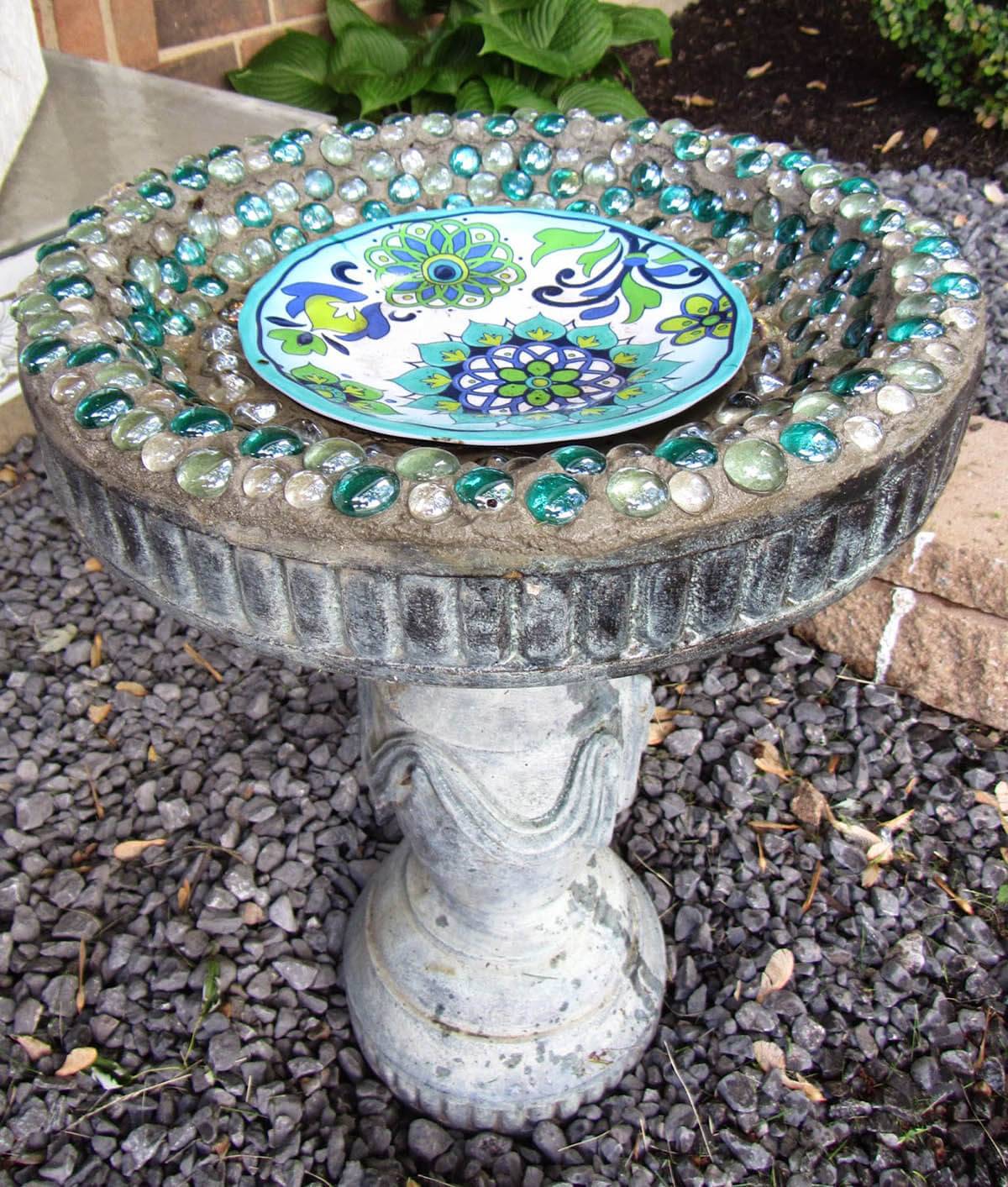 Kinsey Garden Decor Contemporary Cirrus Cast Stone Bird Bath