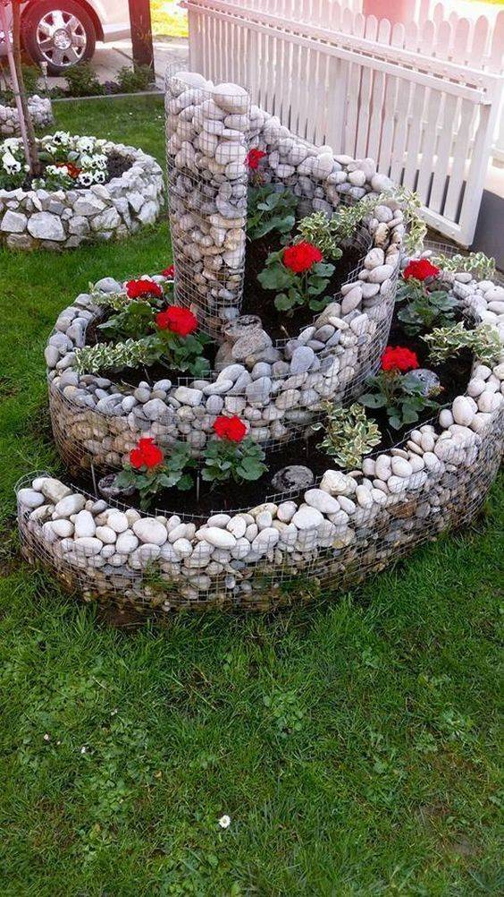 Beautiful Raised Flower Bed Stone Border