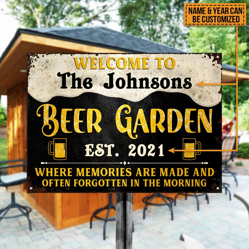 New Personalised Beer Garden Metal Bar Sign