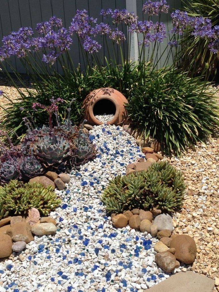 Succulent Garden Front Yard River Rocks