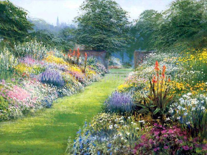 Flower Garden Path Paintings Bing Images Cottage Art