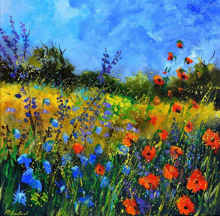 Container Flowers Oil Painting