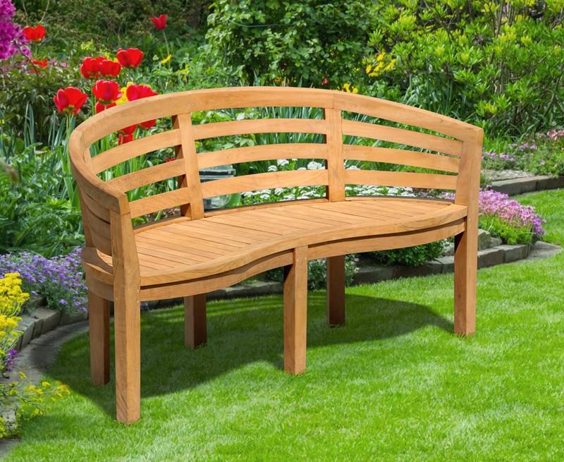 Kingfisher Ornately Curved Teak Bench Outdoor Garden Furniture Teak