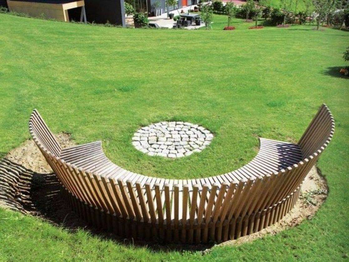 Unique And Beautiful Rounded Wooden Bench Ideas