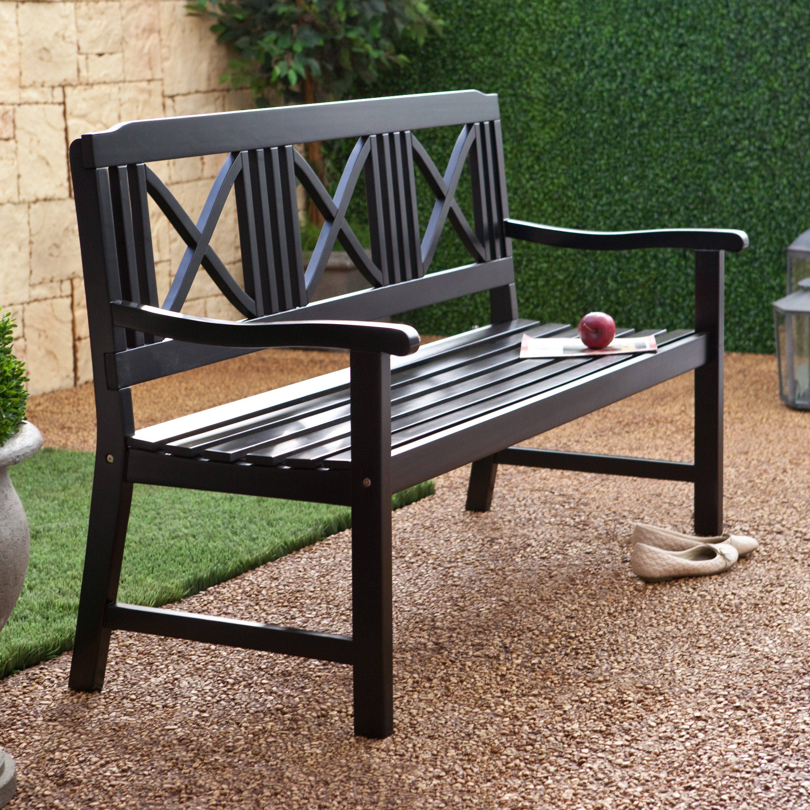 Seater Garden Bench Black Metal Plastic Outdoor Patio Lawn Balcony