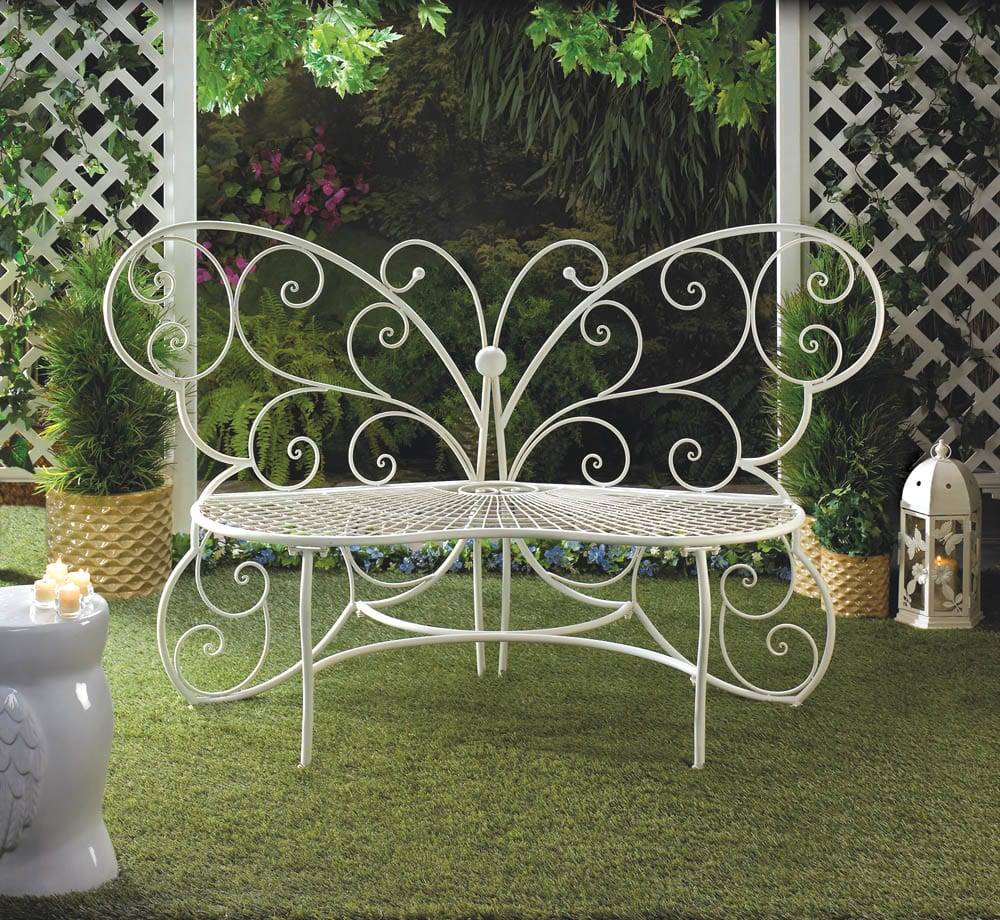 Black Metal Butterfly Garden Bench Black Ornate Wroght Metal