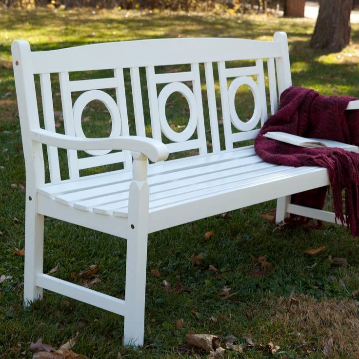 L White Eucalyptus Patio Bench